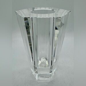 NEW Zodax Streamlined Modern Contemporary Faceted Lead Crystal Glass Vase 5.5”